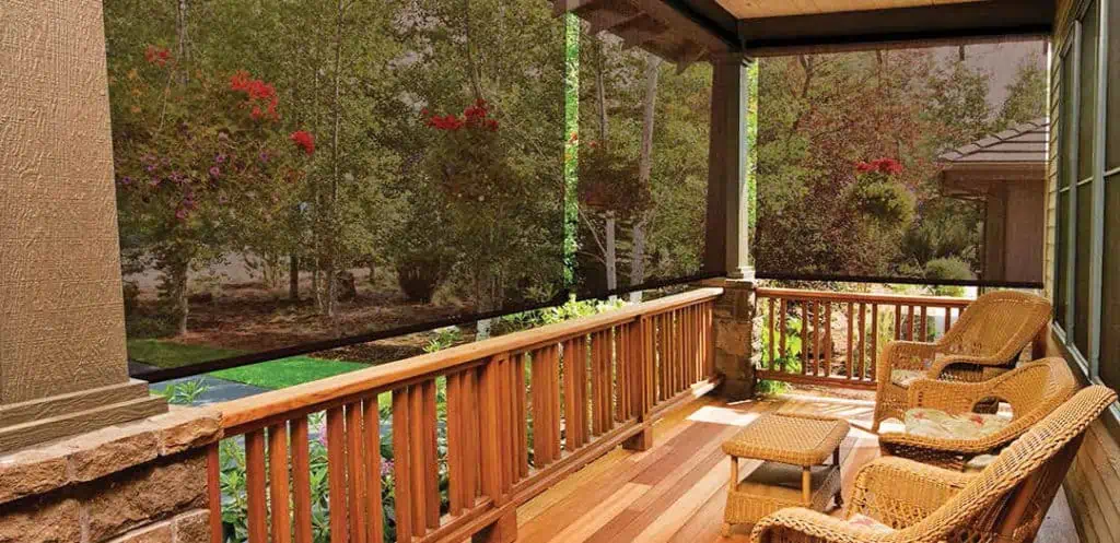 SummerSpace FlexShade screens around a covered porch